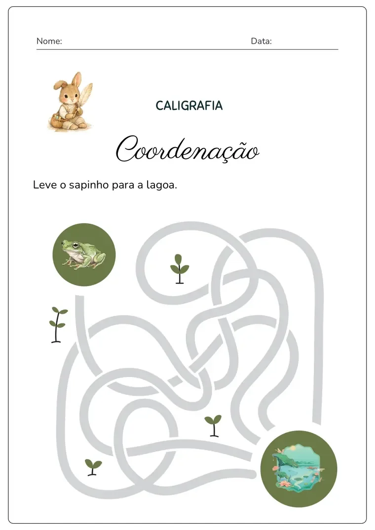 Atividade de Caligrafia: Sapinho e lagoa