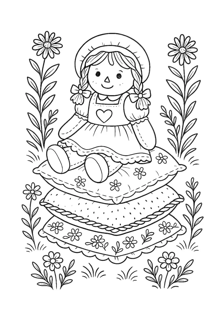 Atividade de Desenho: Boneca sobre almofadas