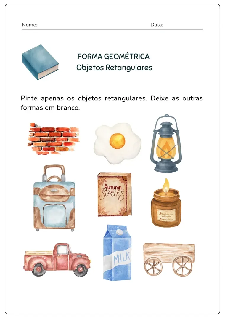 Atividade de Matemática: Objetos retangulares