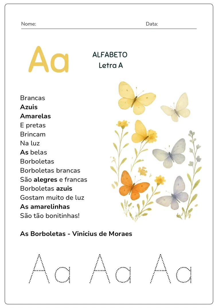 Atividade de Português: Poesia As Borboletas